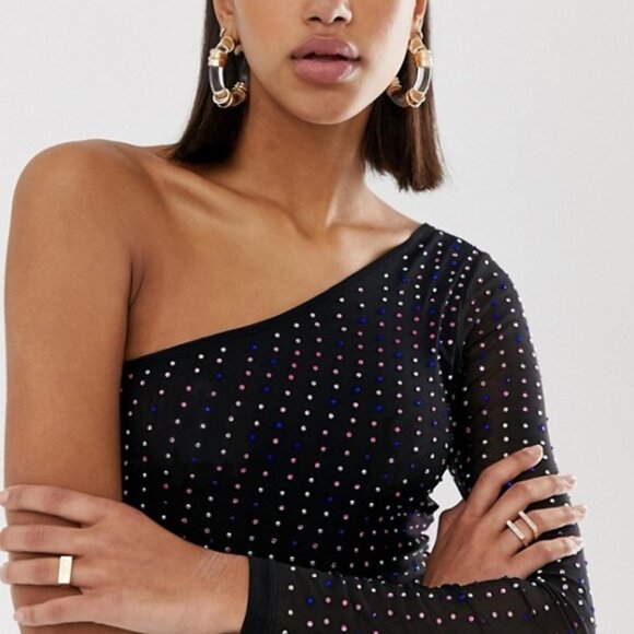 One Shoulder Crop Top - Picture 2 of 4